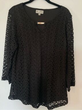 Black Crochet Tunic with Keyhole Accent sz XLP JM Collection Petite